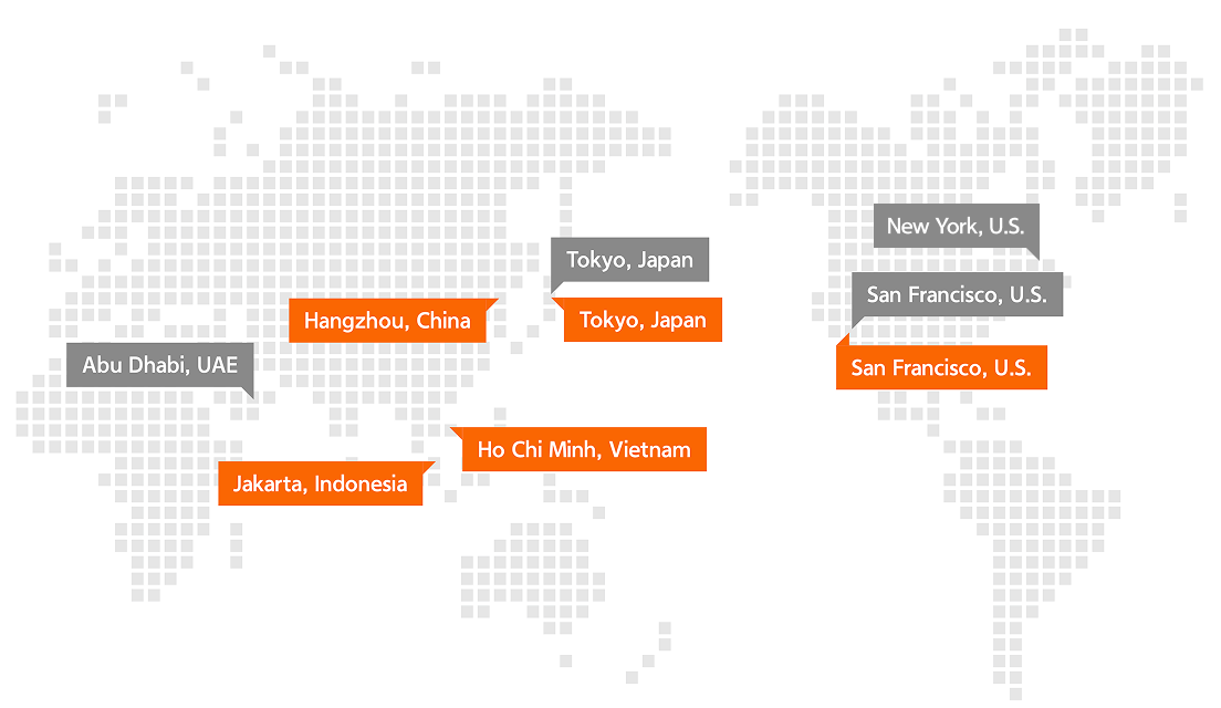 Local Subsidiaries and Representative Offices Location Image. Vietnam, China, Indonesia, United States, Japan, United States, United Arab Emirates 